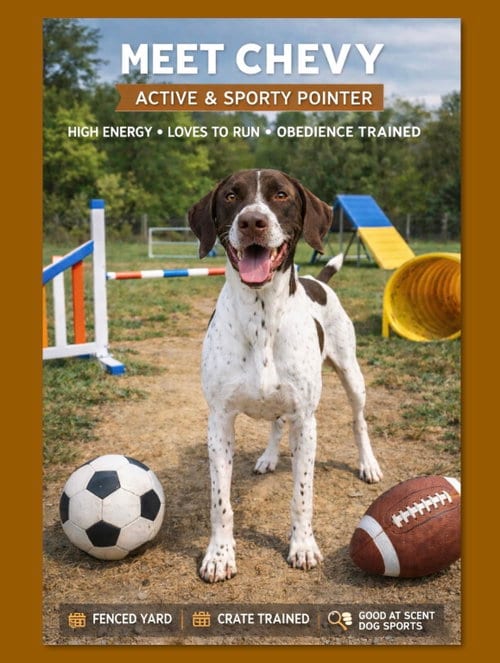 Photo of Chevron (Chevy), adoptable English Pointer in Thomasville, North Carolina