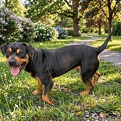 Photo of Rook, adoptable Rottweiler Mixed Breed (Medium) in Pittsfield, Illinois
