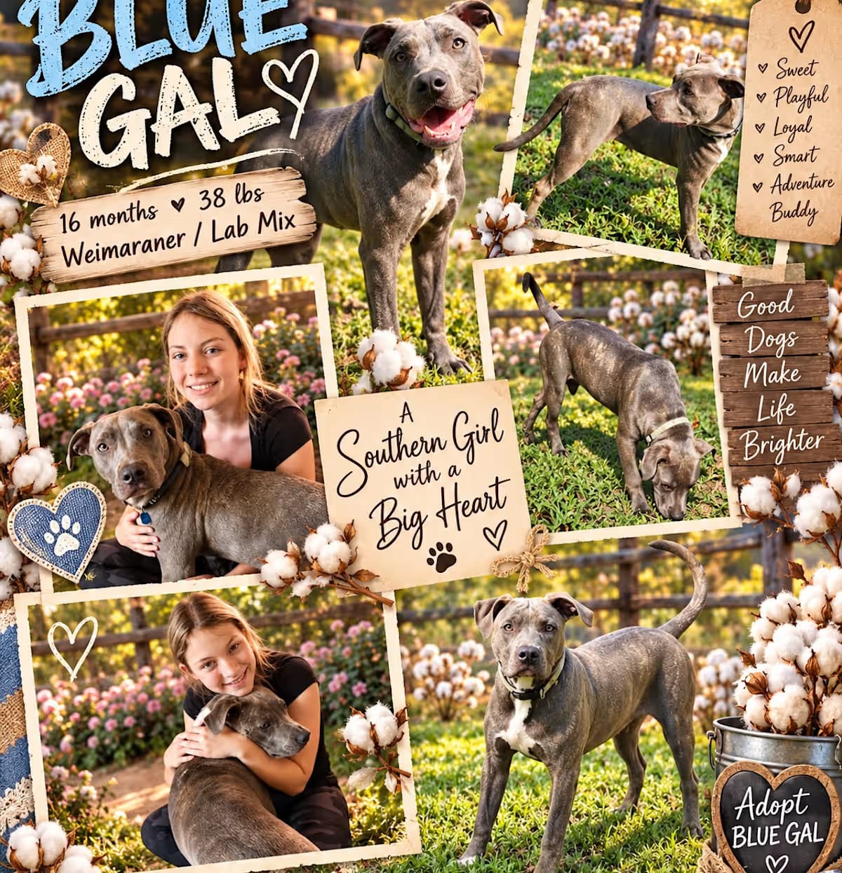 Photo of Blue Gal, adoptable Weimaraner/Labrador Retriever in Bedminster, New Jersey