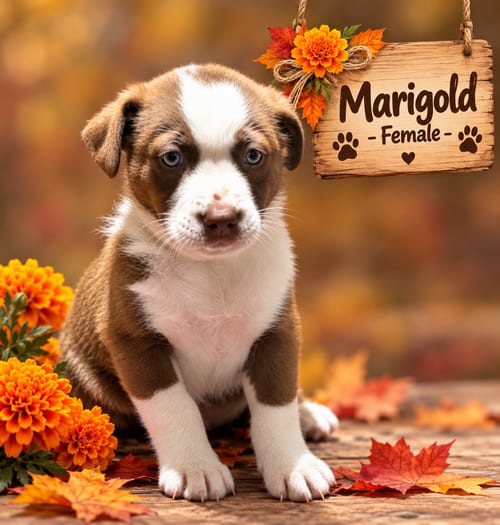 Photo of Pumpkin Patch Pups : Marigold, adoptable Australian Shepherd in Aurora, Indiana
