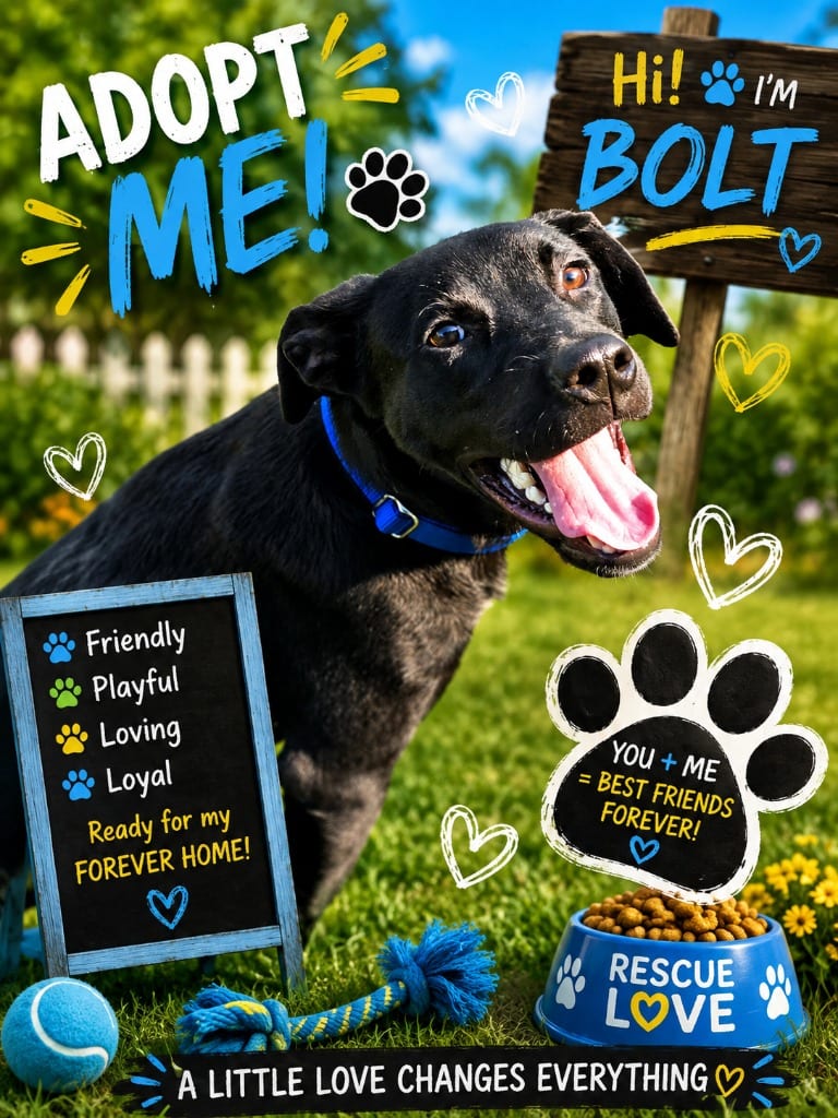 Photo of Bolt - Blue Collar, adoptable Mixed Breed in Moberly, Missouri